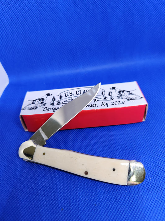 US Classic Copperhead Smooth Natural Bone Single Blade Fish Knife Worry Less, Fish More 70-1-WBN