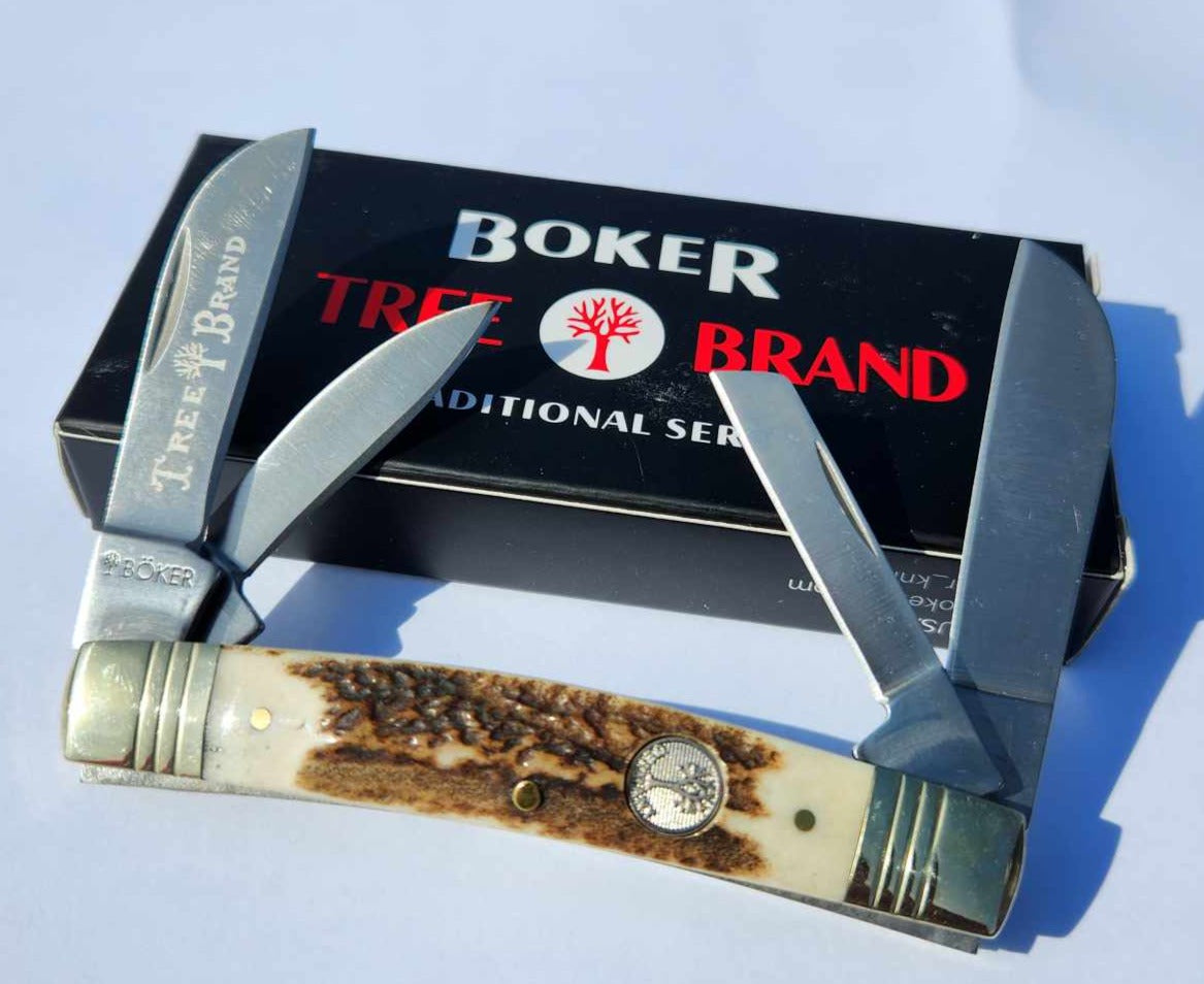 Boker Tree Brand Congress Genuine Stag Bone 1095 Carbon Steel