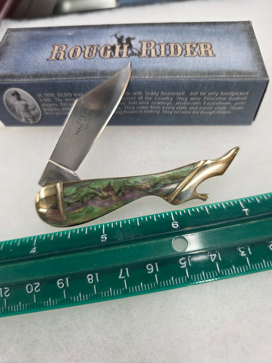 Rough Rider RR347 - Imitation Abalone Lady Leg Boot Knife Horse Shield
