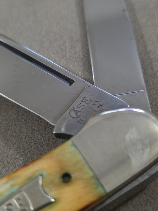 1991 Case XX Classic Gunboat Canoe 6394 Burnt Natural Bone Handles