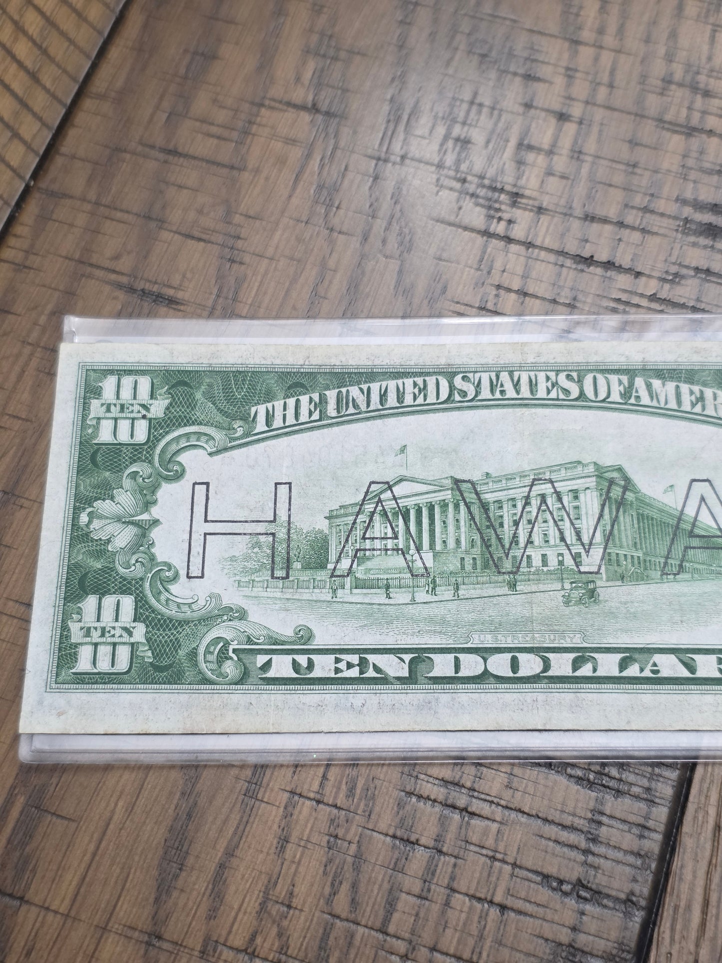 1934A $10 Hawaii FRN Emergency Note - AU Condition