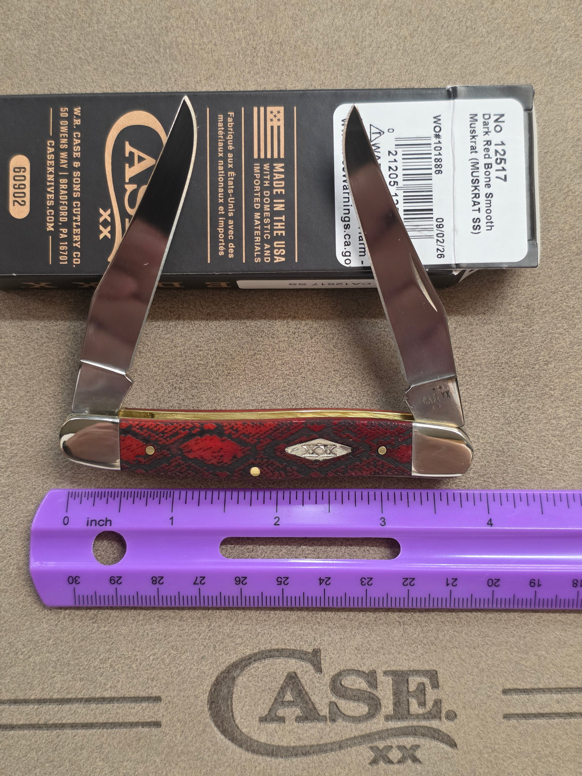 2026 Case XX Red Bone Muskrat Snake Skin SFO - 12517SS