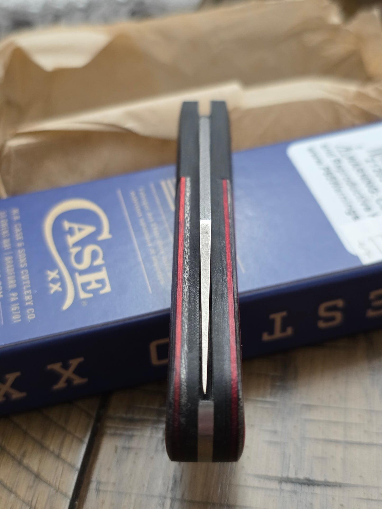 2025 Case XX ADE Crossroads Barlow Black & Red Dymalux Wood With Micarta 53162