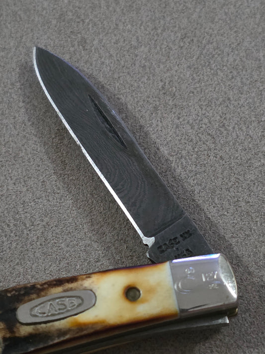 1989 Case XX Stag Pen Knife 52042 with Damascus Steel