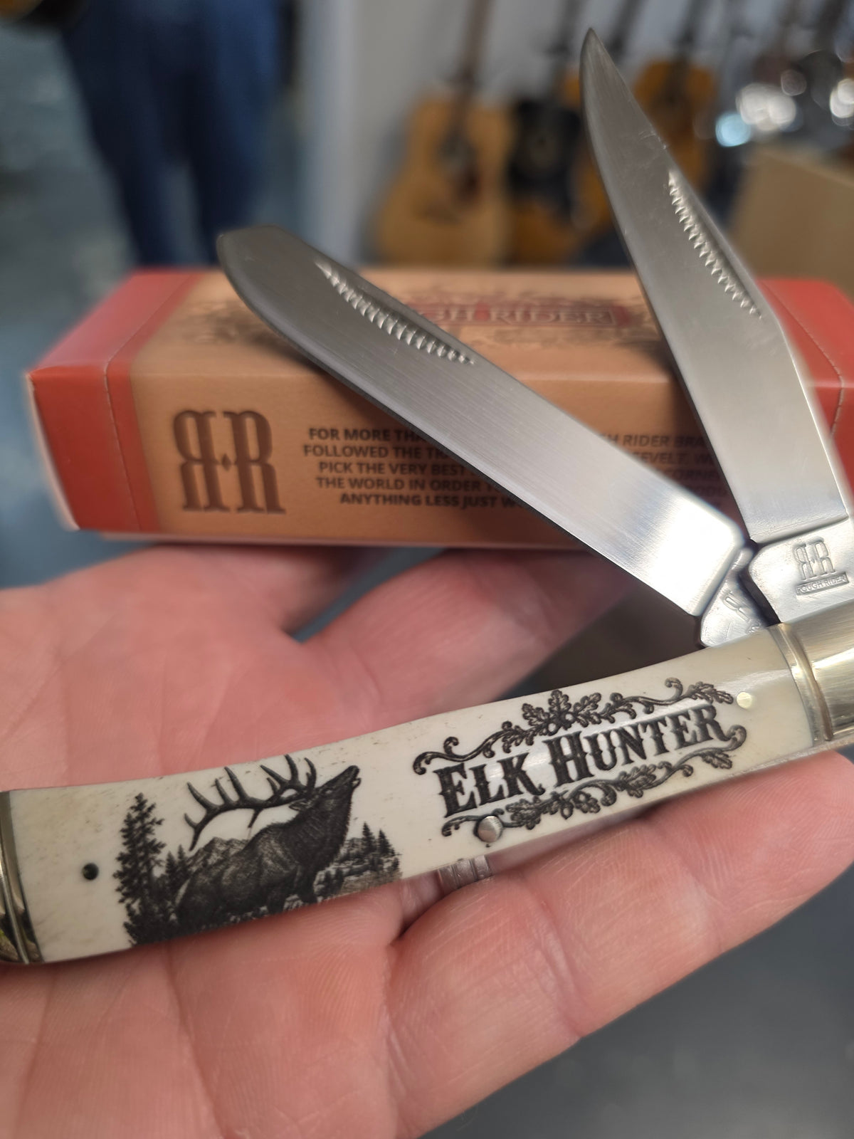 Rough Ryder - Trapper Elk Hunter Knife Custom Etched 22034ELK