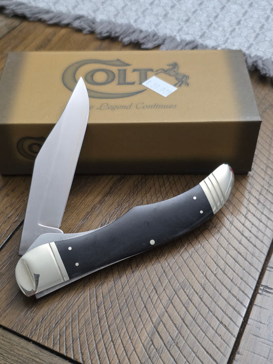 CT571 Colt Folding Hunter Single Blade Titanium Smooth Black Bone
