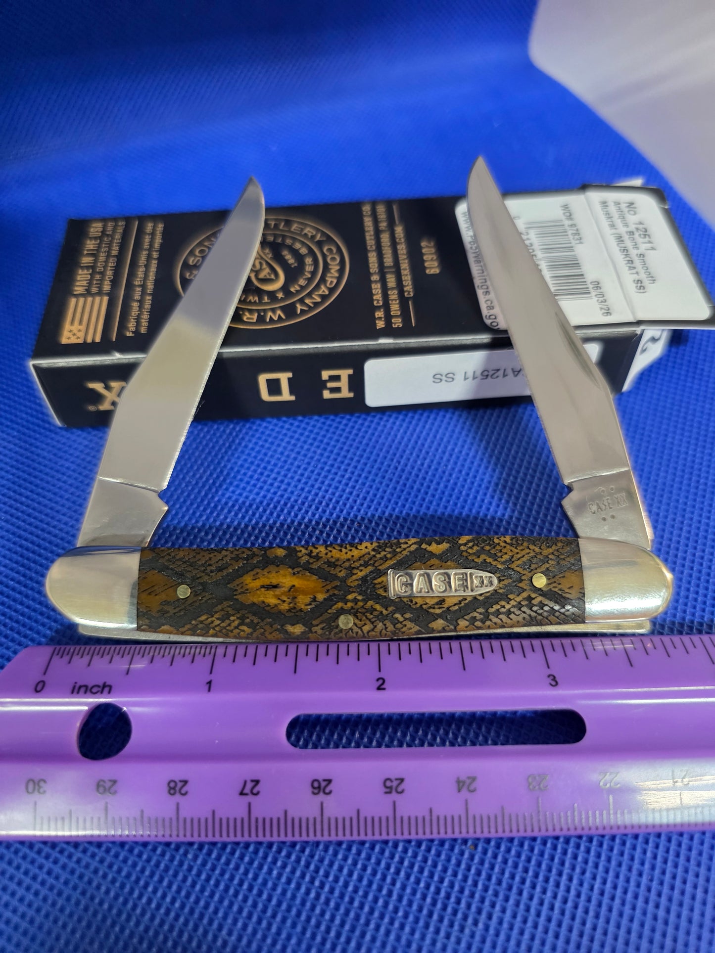 2026 Case XX Smooth Antique Bone Muskrat Snake Skin SFO - 12511 SS