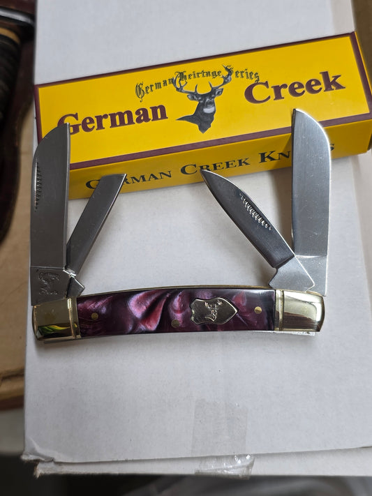 GERMAN CREEK 3 5/8" Congress Pocket Knife 4 Blades, Brand New RED SWIRL