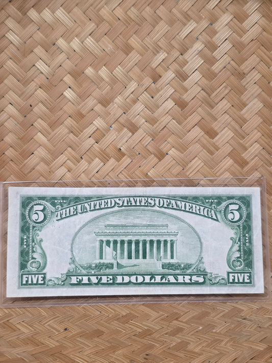 1934 Series A $5 Blue Seal Silver Certificate VF Condition