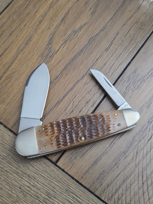 1989 Case XX NKCA Sleeve Board Whittler Rogers Jigged Brown Bone Handle