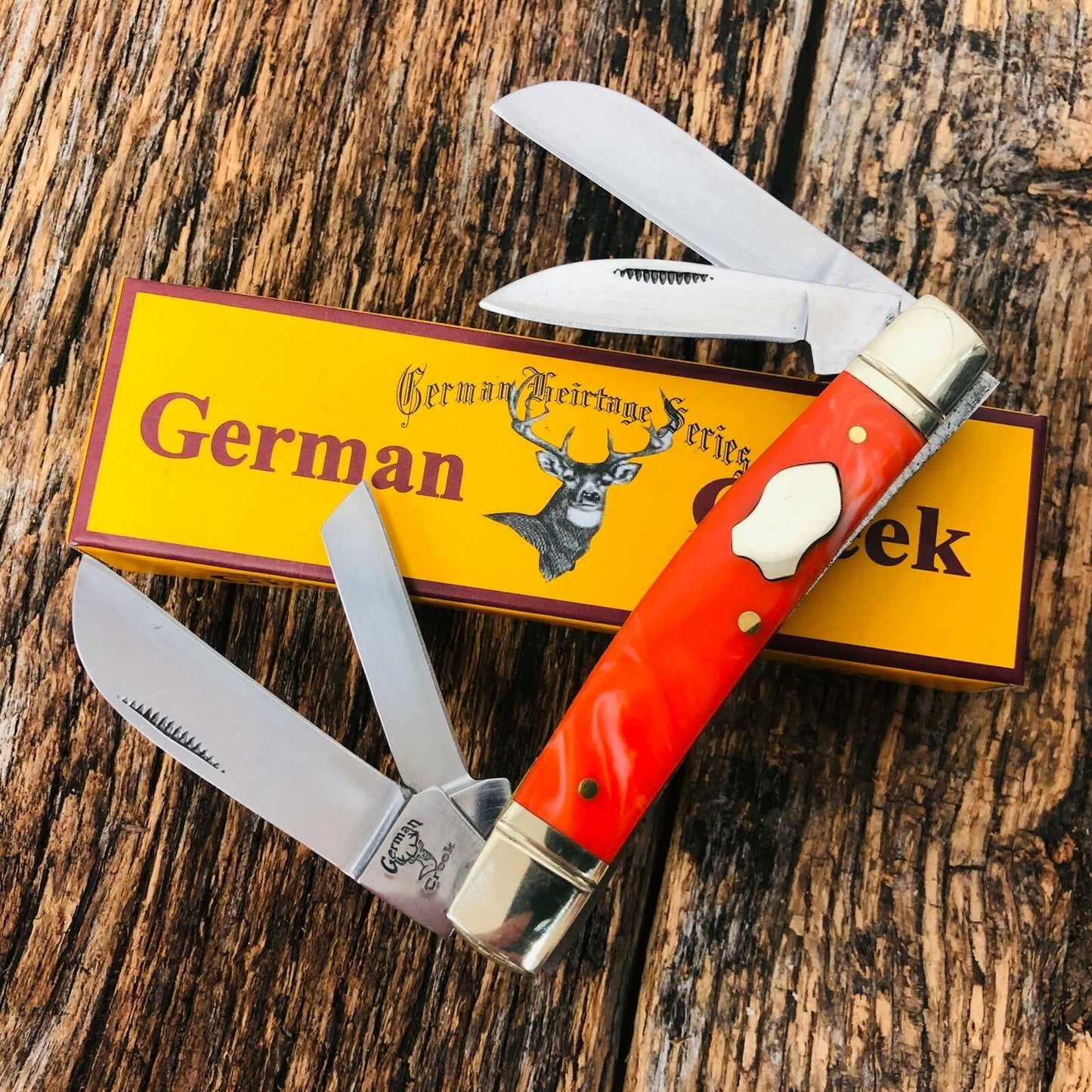 Couteau de poche du congrès GERMAN CREEK 3 5/8" 4 lames, tout neuf DREAMSICLE