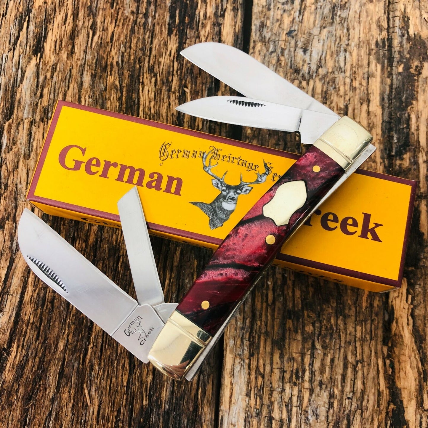 GERMAN CREEK 3 5/8" Couteau de poche du Congrès 4 lames, tout nouveau RED SWIRL