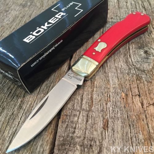 BOKER PLUS Vintage Series RED LOCKBACK Straight Folding Pocket Knife B – KY  KNIVES