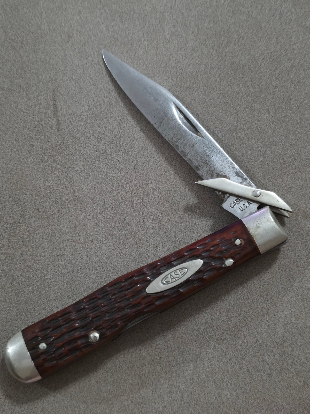 1940-64 Case XX 61111/2LReddish Bone Cheetah Pocket Knife Used