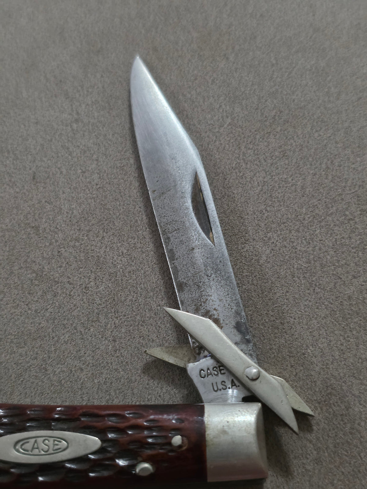 1940-64 Case XX 61111/2LReddish Bone Cheetah Pocket Knife Used