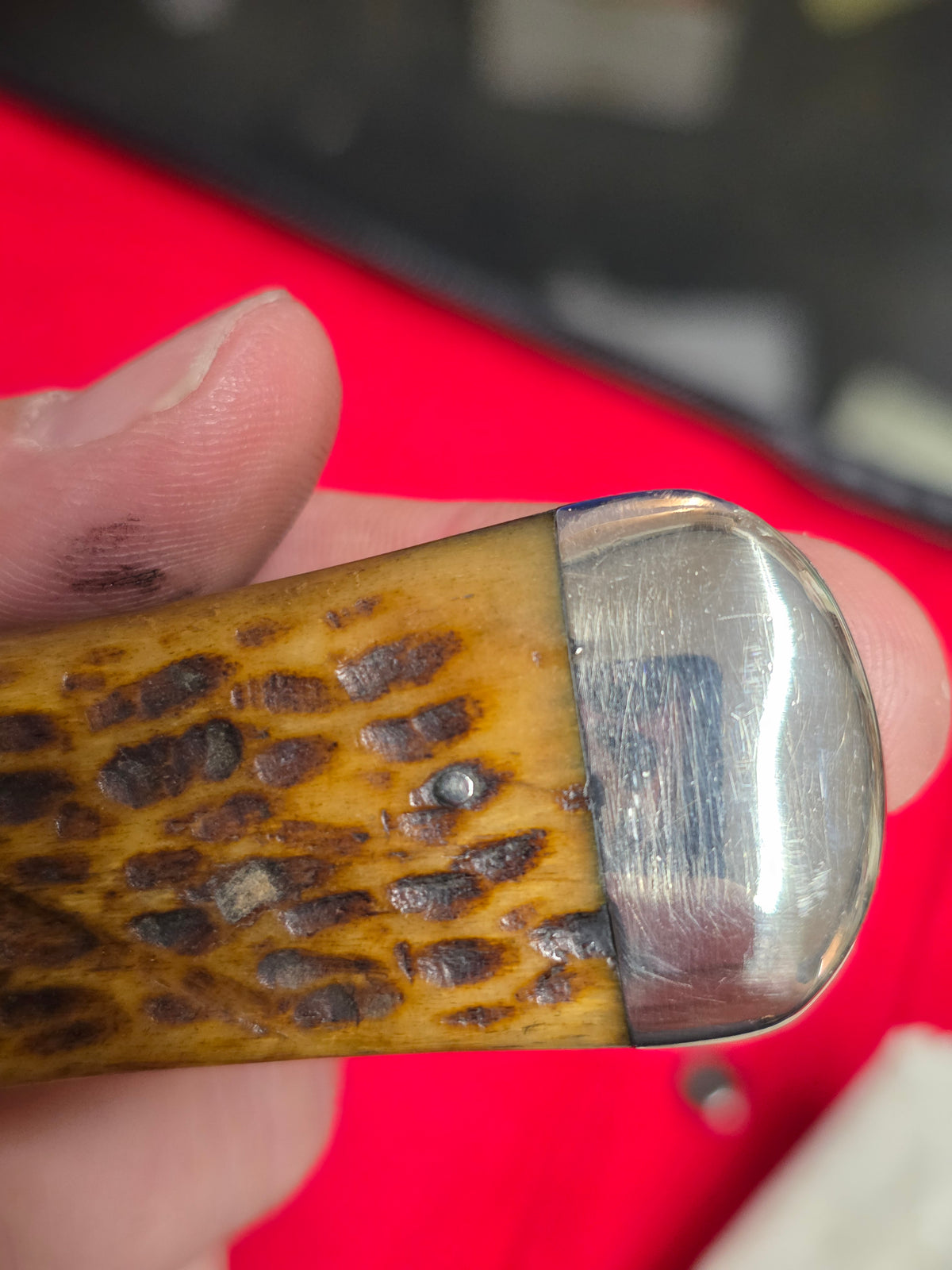 4 Line Cattaragus Jigged Bone Handle Coke Bottle Lockback Knife Used