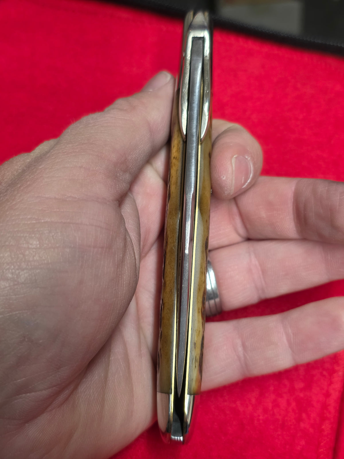 4 Line Cattaragus Jigged Bone Handle Coke Bottle Lockback Knife Used