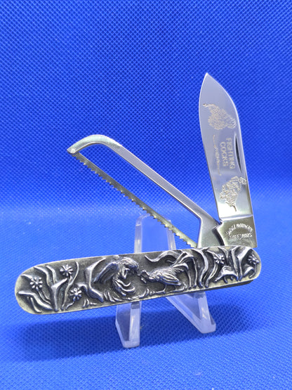 Somky Mountain Knife Work Knife Cock Fighter Embossed Handles Solid Steel
