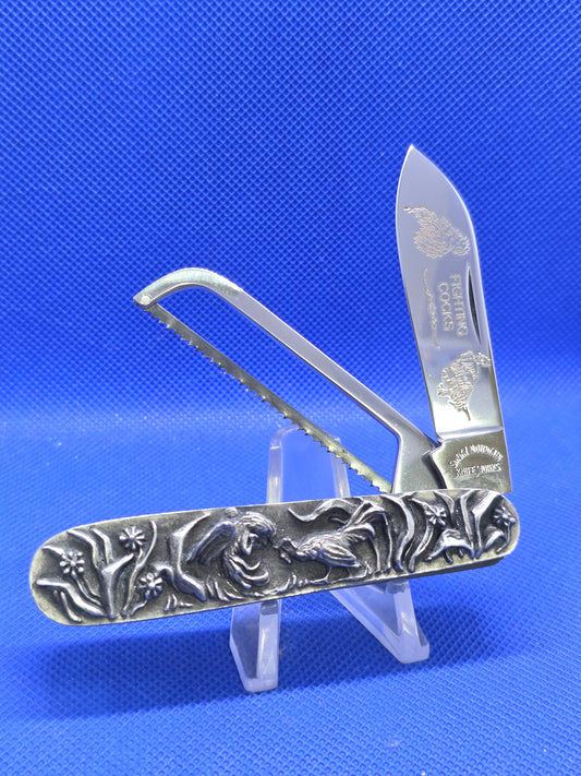 Somky Mountain Knife Work Knife Cock Fighter Embossed Handles Solid Steel