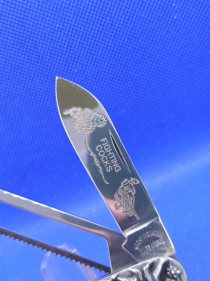Somky Mountain Knife Work Knife Cock Fighter Embossed Handles Solid Steel
