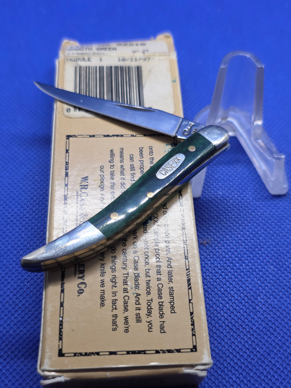 1997 Case XX Tony Toothpick Smooth Green Bone 02218