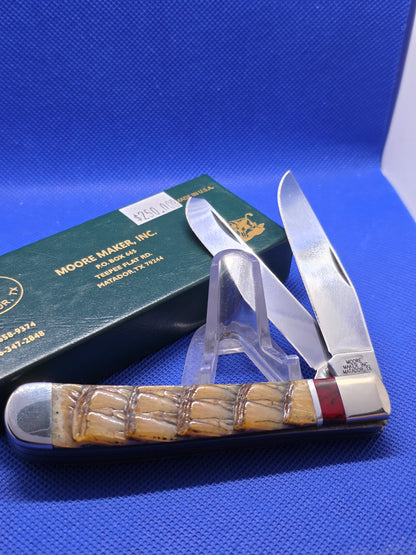 Moore Maker Trapper with Armadillo Hide Handles New with Original Box