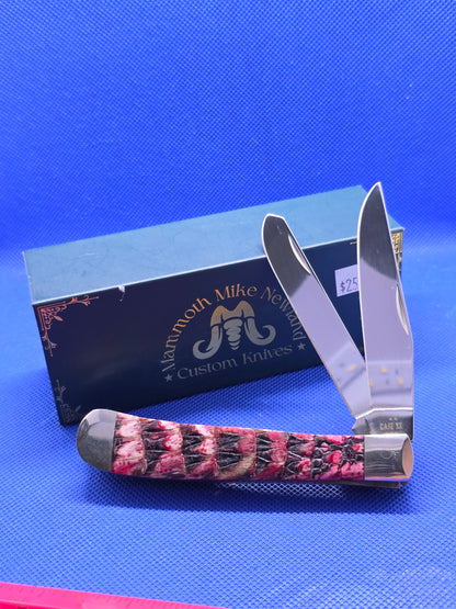 2025 Case XX Custom Trapper with Pocket Clip Red Armadillo Hide with Box