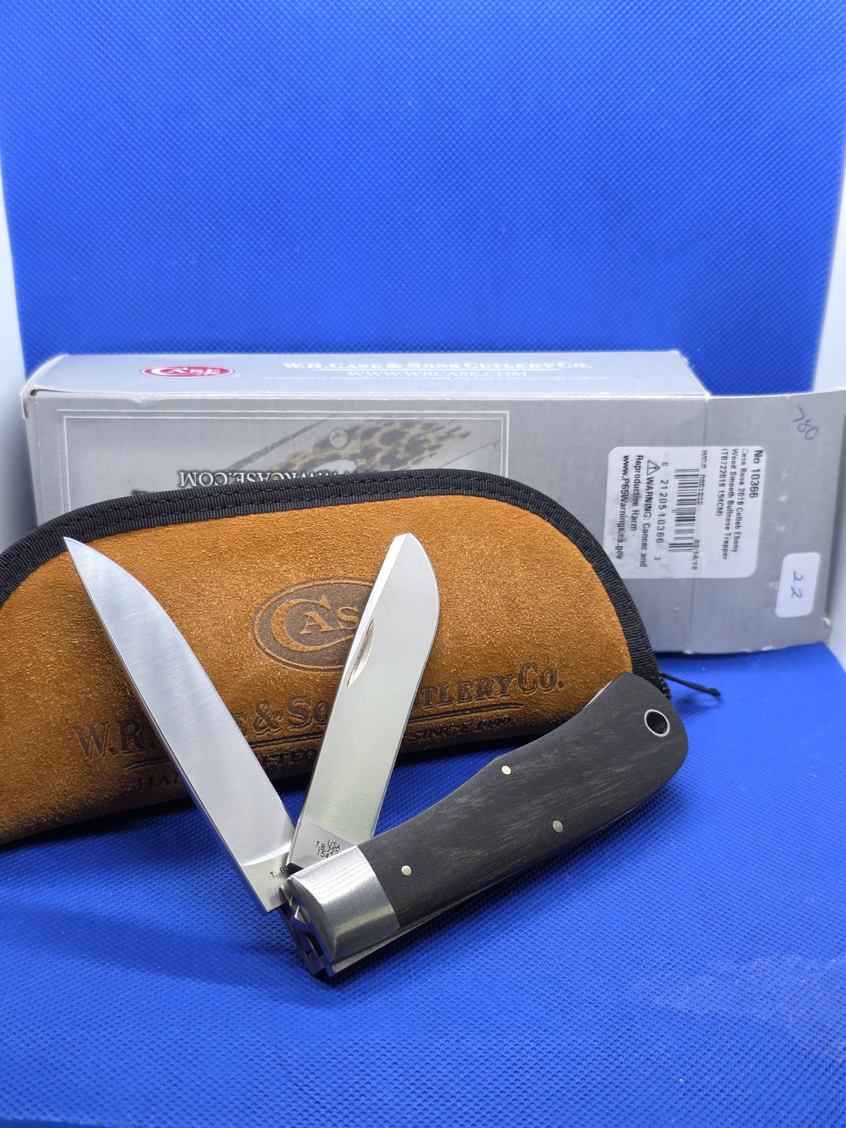 2019 Case XX Tony Bose Bullnose Trapper Knife Ebony Wood 10366 154CM