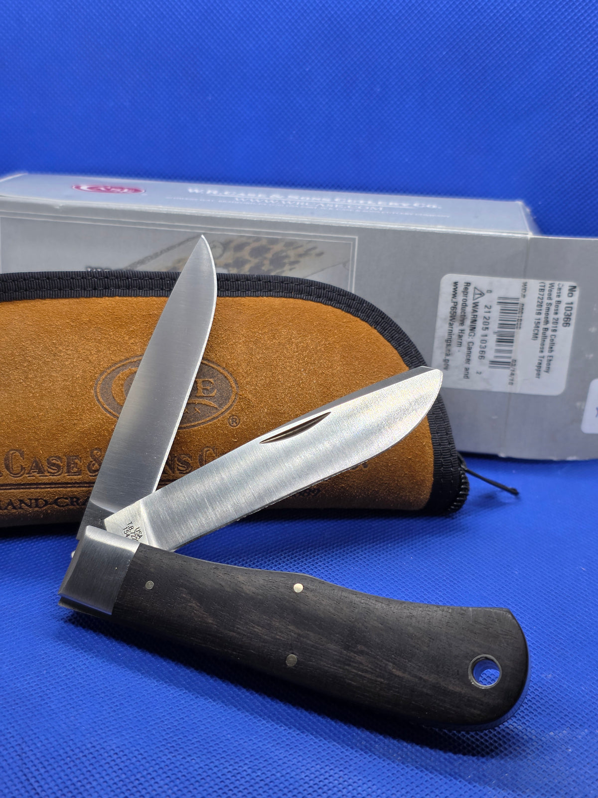 2019 Case XX Tony Bose Bullnose Trapper Knife Ebony Wood 10366 154CM