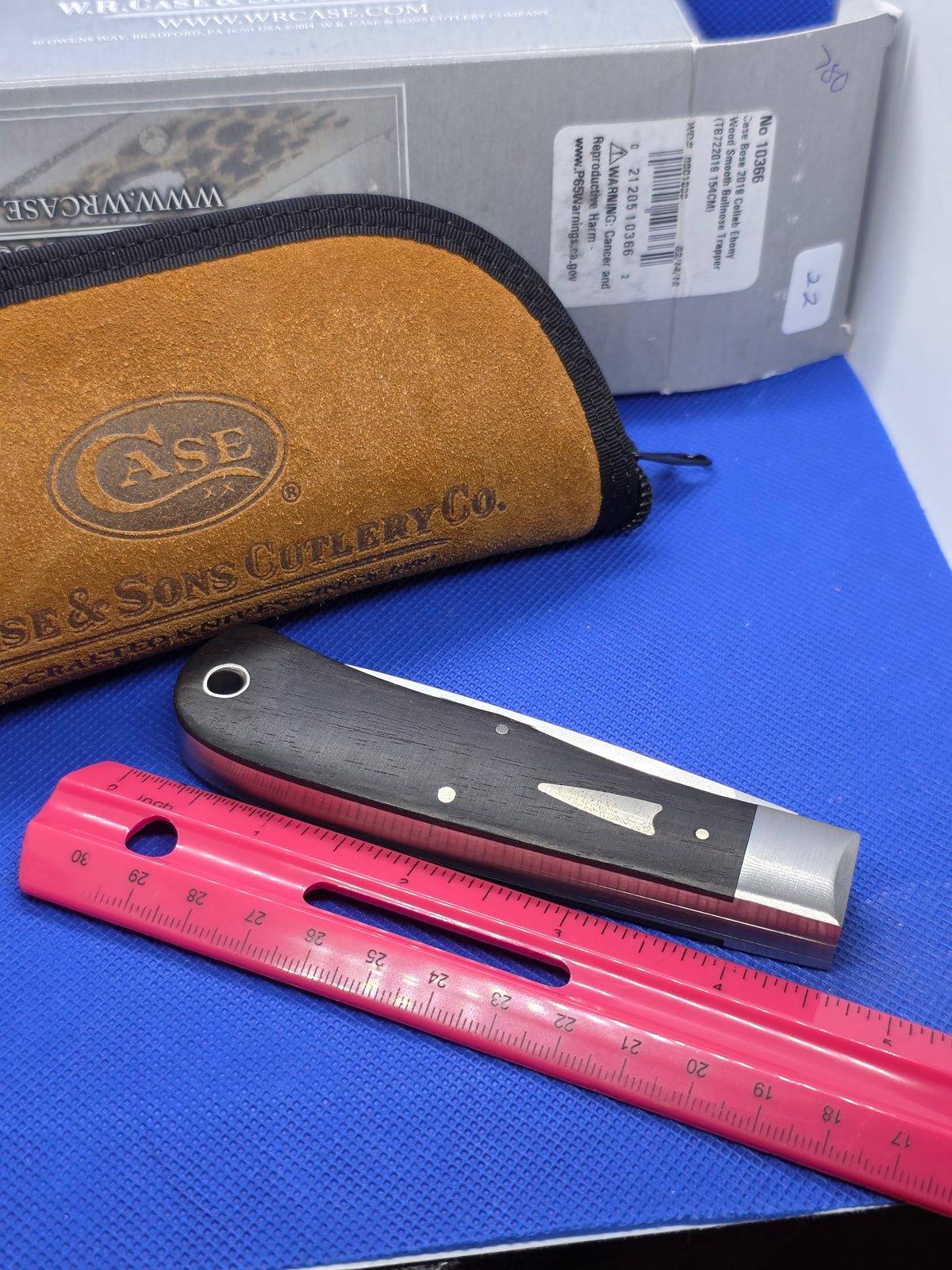 2019 Case XX Tony Bose Bullnose Trapper Knife Ebony Wood 10366 154CM