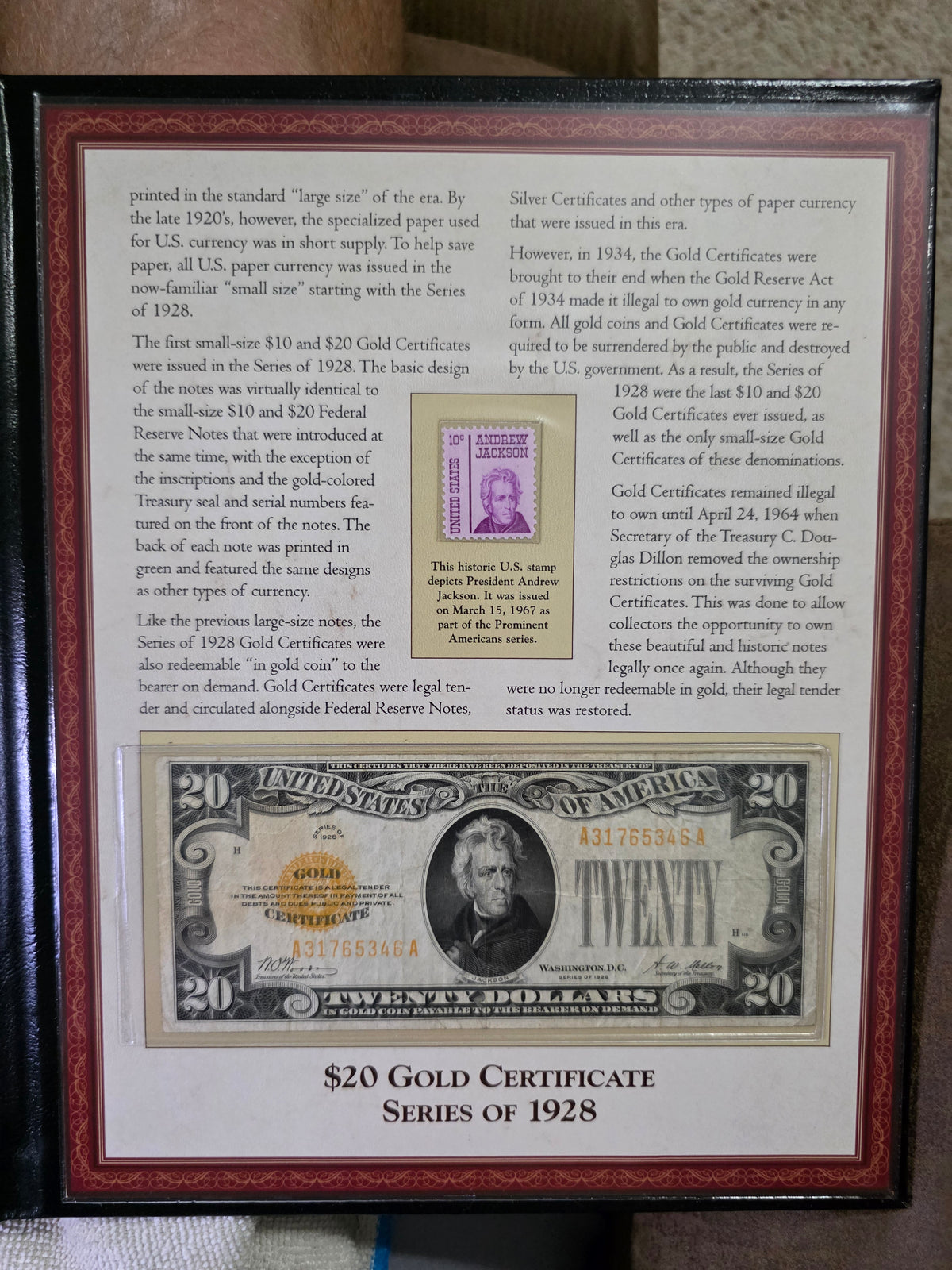 1928 $10 & $20 Gold Certificate Set in VG condition