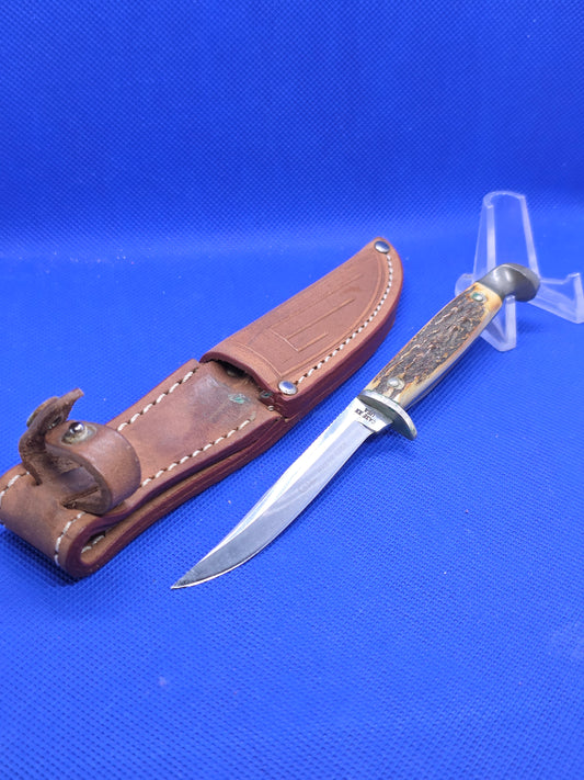 1976 Case XX Grey Etch Stag M5F Finn Knife with Sheath