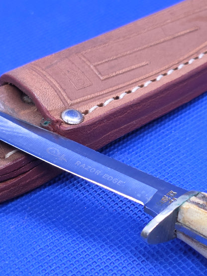1976 Case XX Grey Etch Stag M5F Finn Knife with Sheath