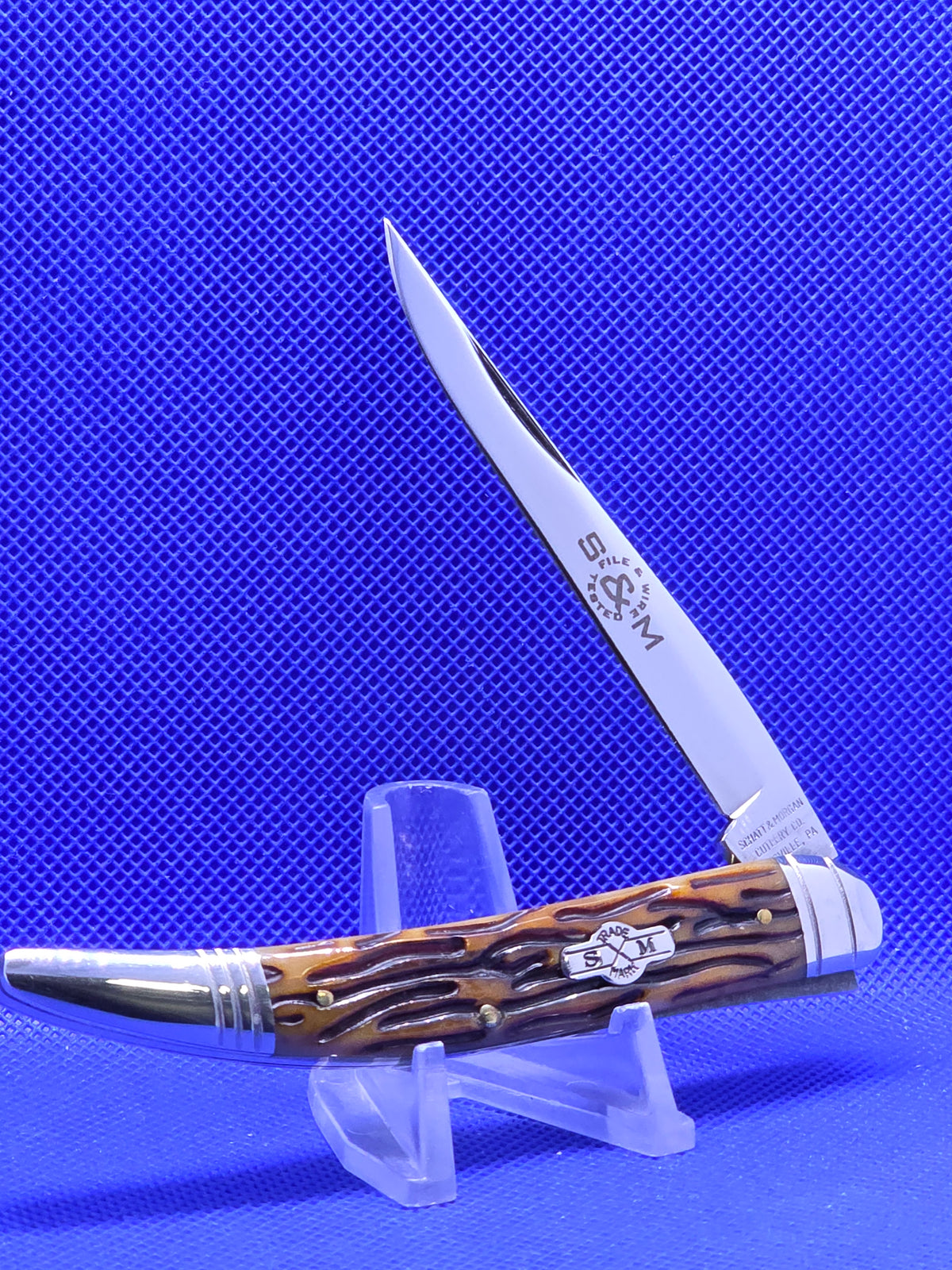 2006 Schatt & Morgan Worm Grooves Amber Bone Medium Toothpick File & Wire Tested