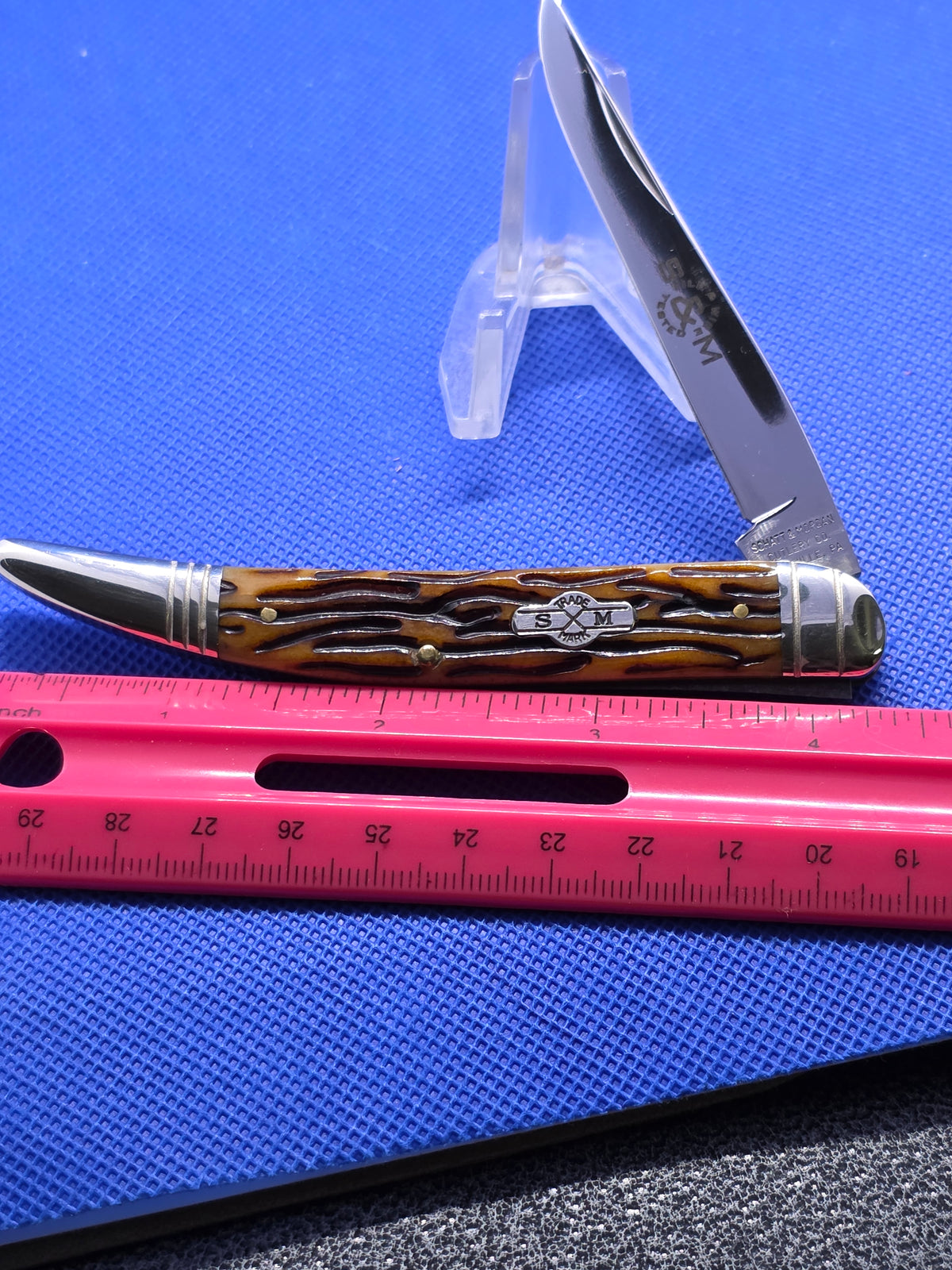 2006 Schatt & Morgan Worm Grooves Amber Bone Medium Toothpick File & Wire Tested
