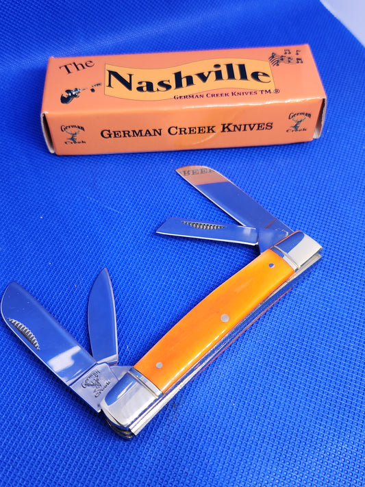 The Nashville - 4 Blade Congress 3.5" - Tennessee Orange Bone Handle  - EM2567011ORBN