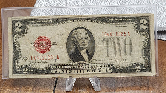 1928 G $2 Dollar Red Seal United States Note Avg Condition