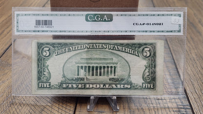 1953 B Series $5 Silver Certificate Grade AU 50 C.G.A.