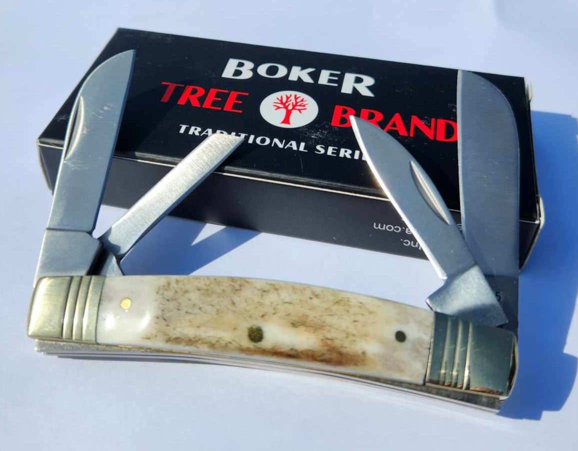 Vintage BOKER TREE BRAND OLDE STAG CONGRESS GERMAN MADE 4 BLADE POCKET KNIFE  - Helia Beer Co