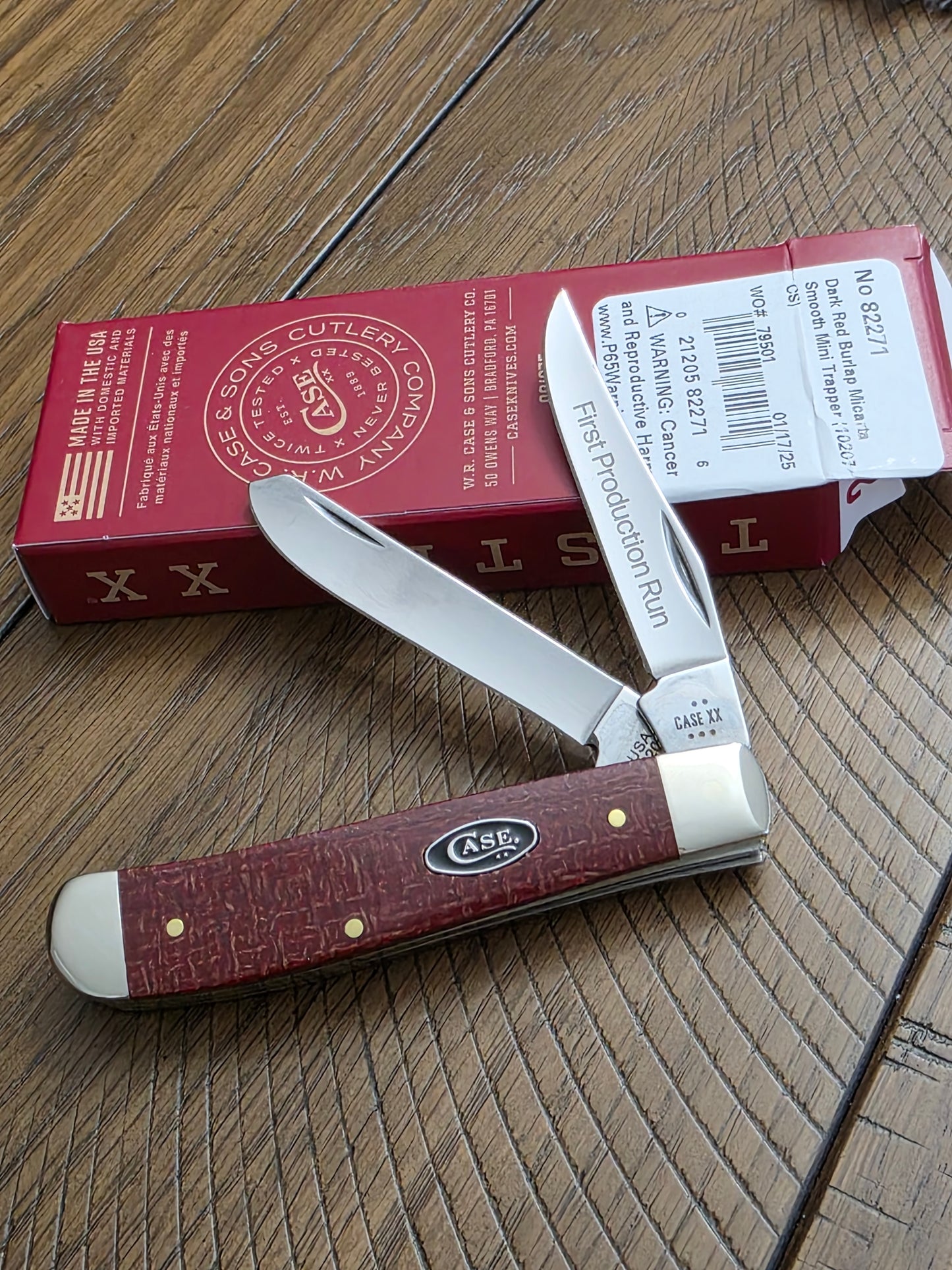 2025 Case XX Mini Trapper Dark Red Burlap Micarta First Production Run 1 of 250 82271