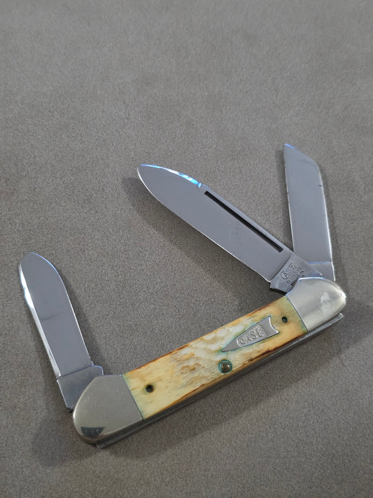 1991 Case XX Classic Gunboat Canoe 6394 Burnt Natural Bone Handles