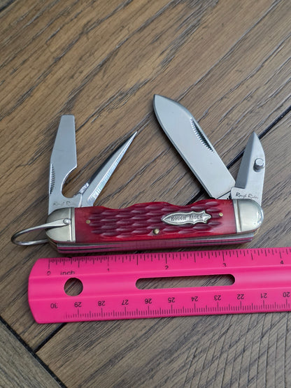 1ST GEN. Rough Ryder RR573 Red Bone Jigged Camp Knife