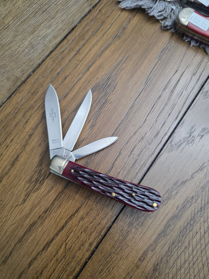 Rough Rider 3 Blade Mini Trapper Red Jig Bone PROPELLER Shield RR430