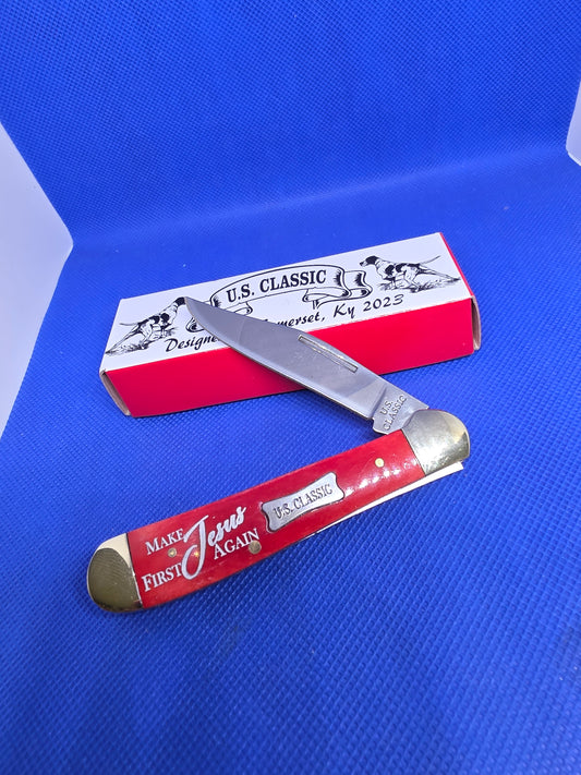 US Classic Copperhead - Smooth Red Bone - Engraved Make Jesus First Again 70RBN-1-J1