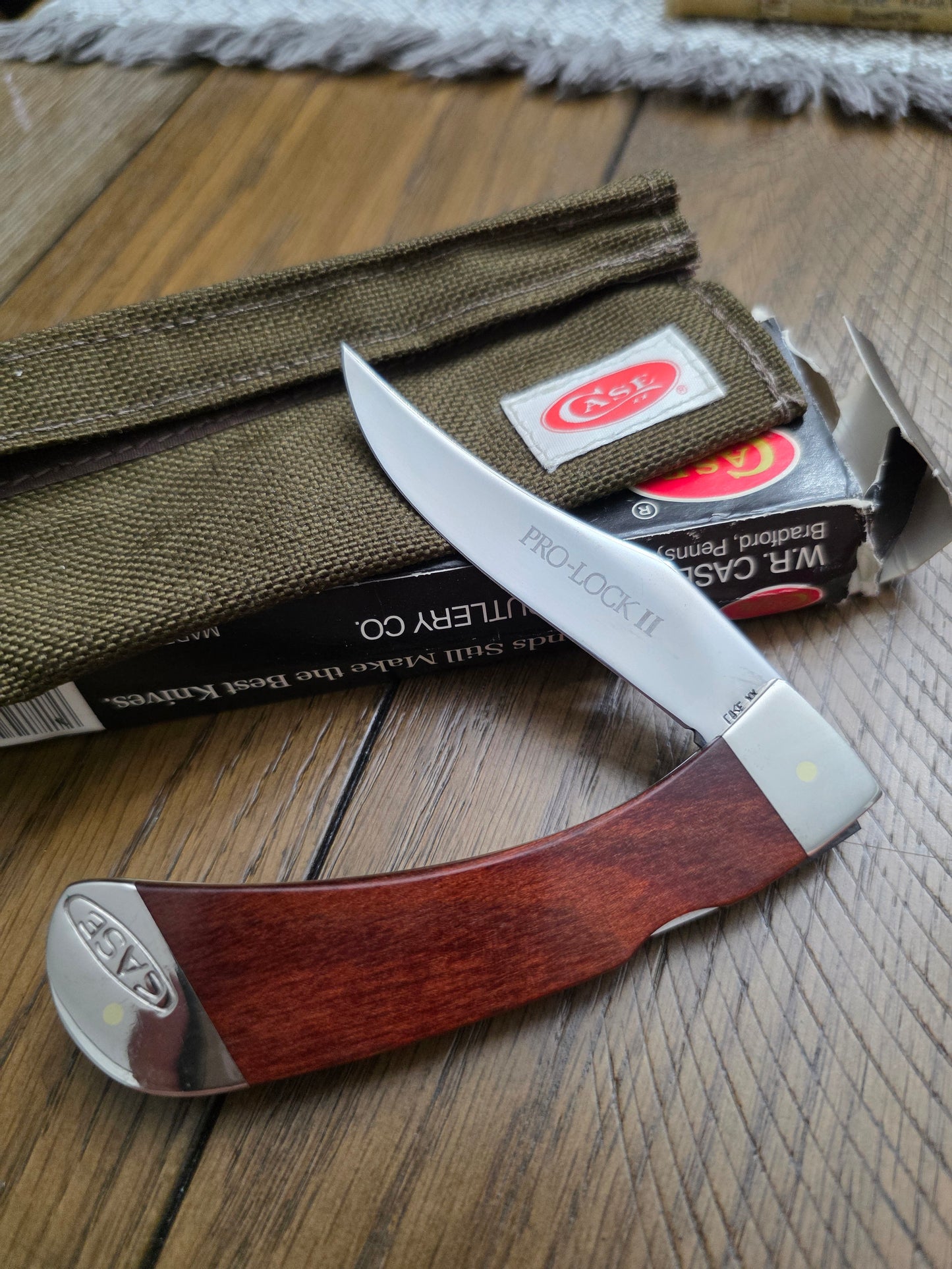 1983 Case XX Pro-Lock II Lockback Folding Knife Wood Handles New Grind Blades