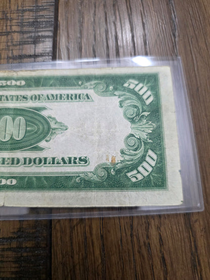 1934 Series $500 FRN McKinley Note Good Condition