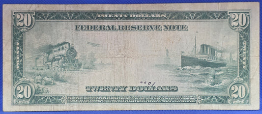 1914 Series $20 FRN Large Size Good condition Federal Reserve Note