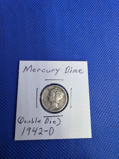 1942 D Mercury Dime Double Die in Good Condition