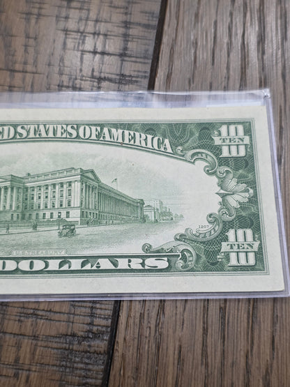 1934 D Series $10 Dollar Blue Seal Silver Certificate Uncirculated Condition