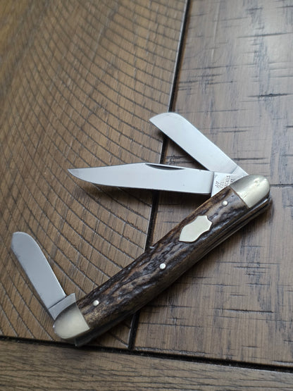J.A. Henckels German Stockman 1815 Stag Handle 3 Blade Badge Shield